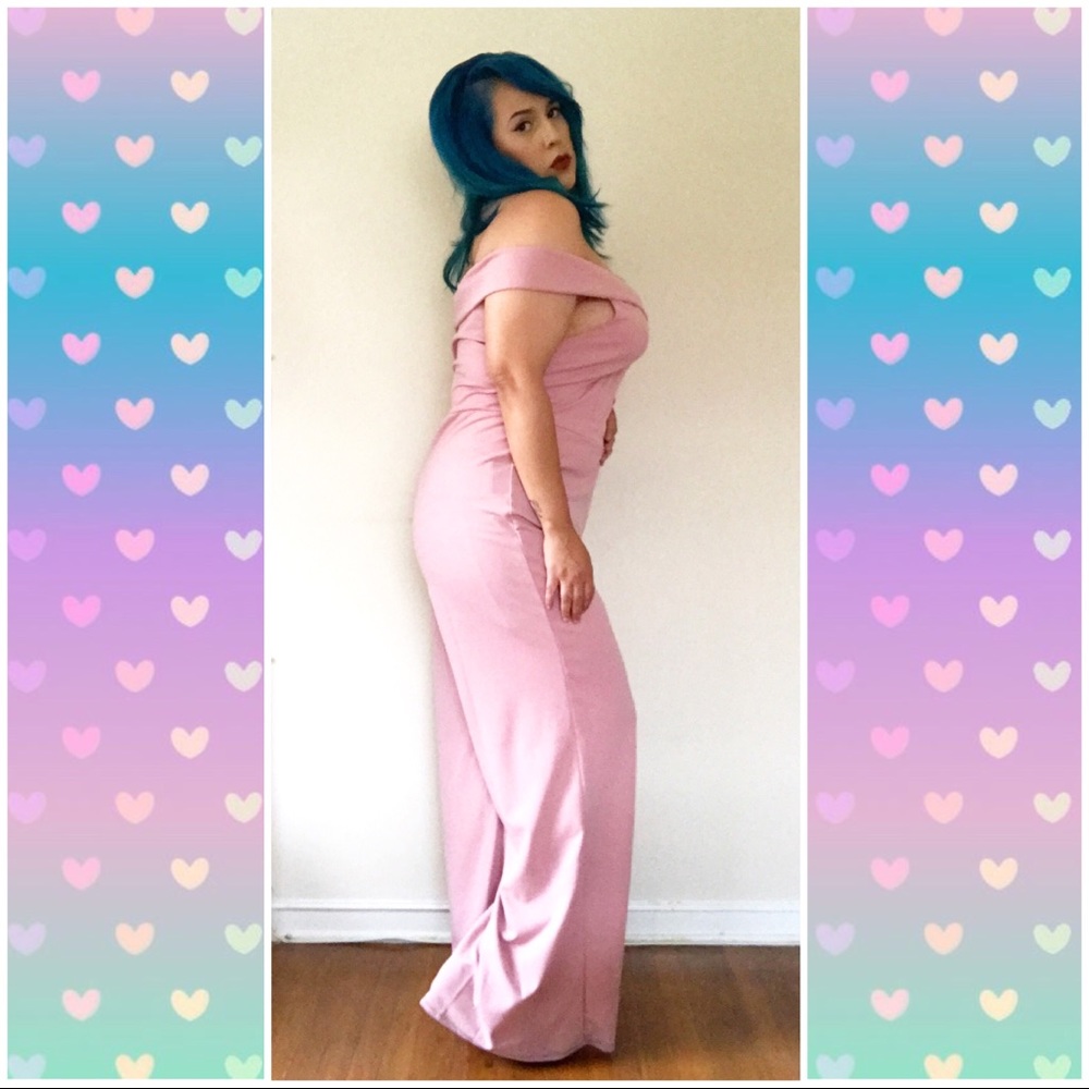 K-Glam Pink Off The Shoulder Jumpsuit Size 3XL